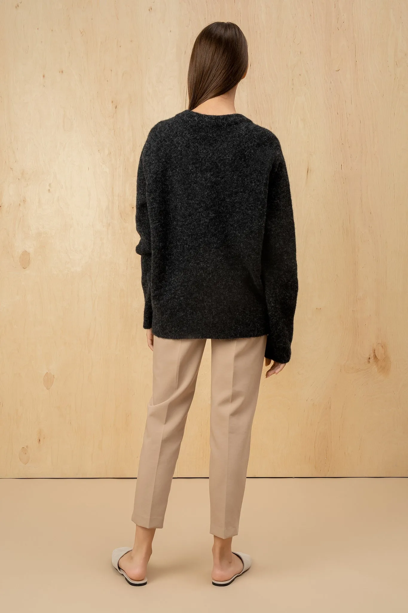 Velvet Wool Sweater Oversized - Black