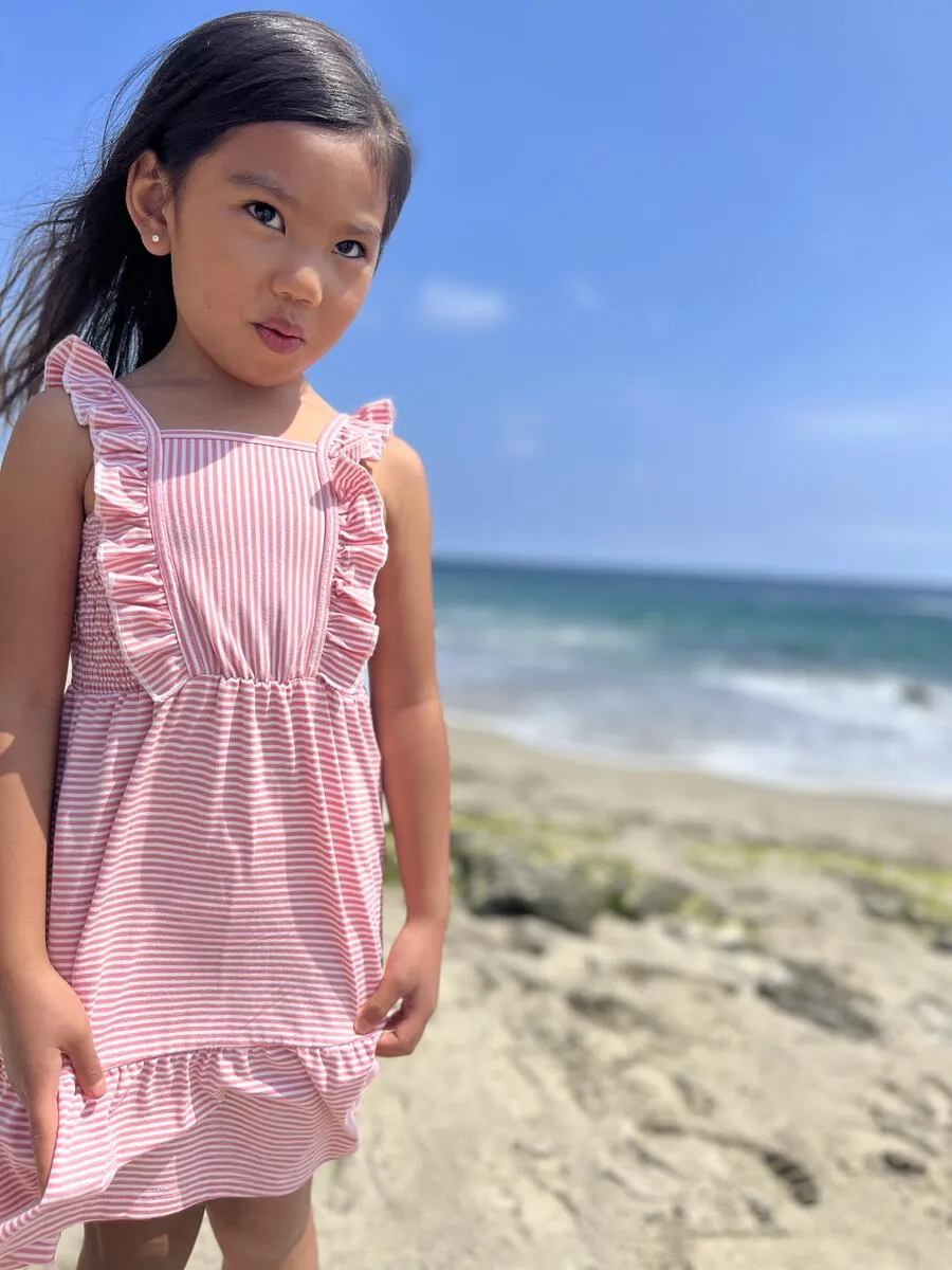 Vignette Ameera | Berry Pink Stripe Smocked Dress