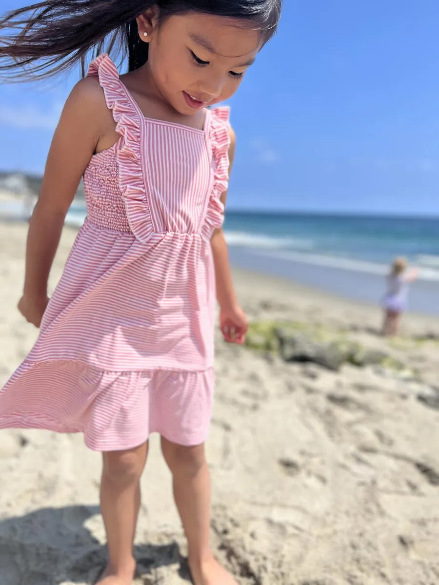 Vignette Ameera | Berry Pink Stripe Smocked Dress