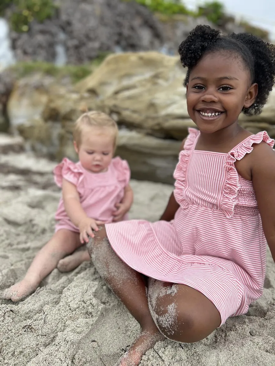 Vignette Ameera | Berry Pink Stripe Smocked Dress