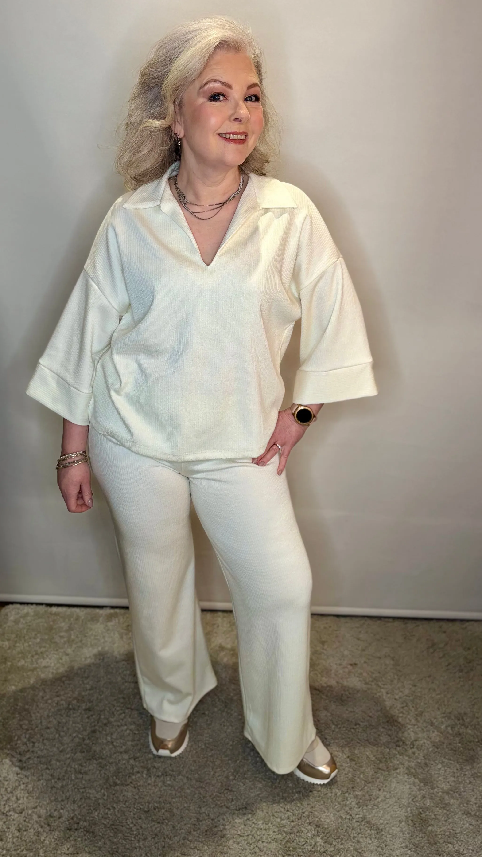 Wide Leg Pants - Cream