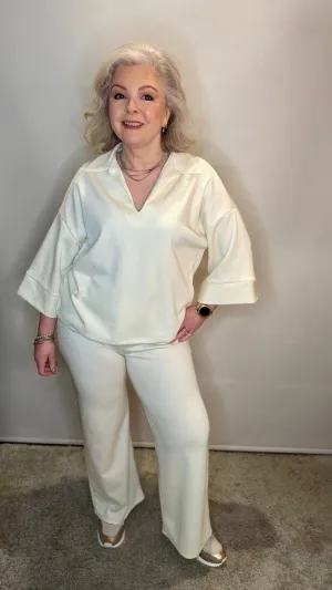 Wide Leg Pants - Cream