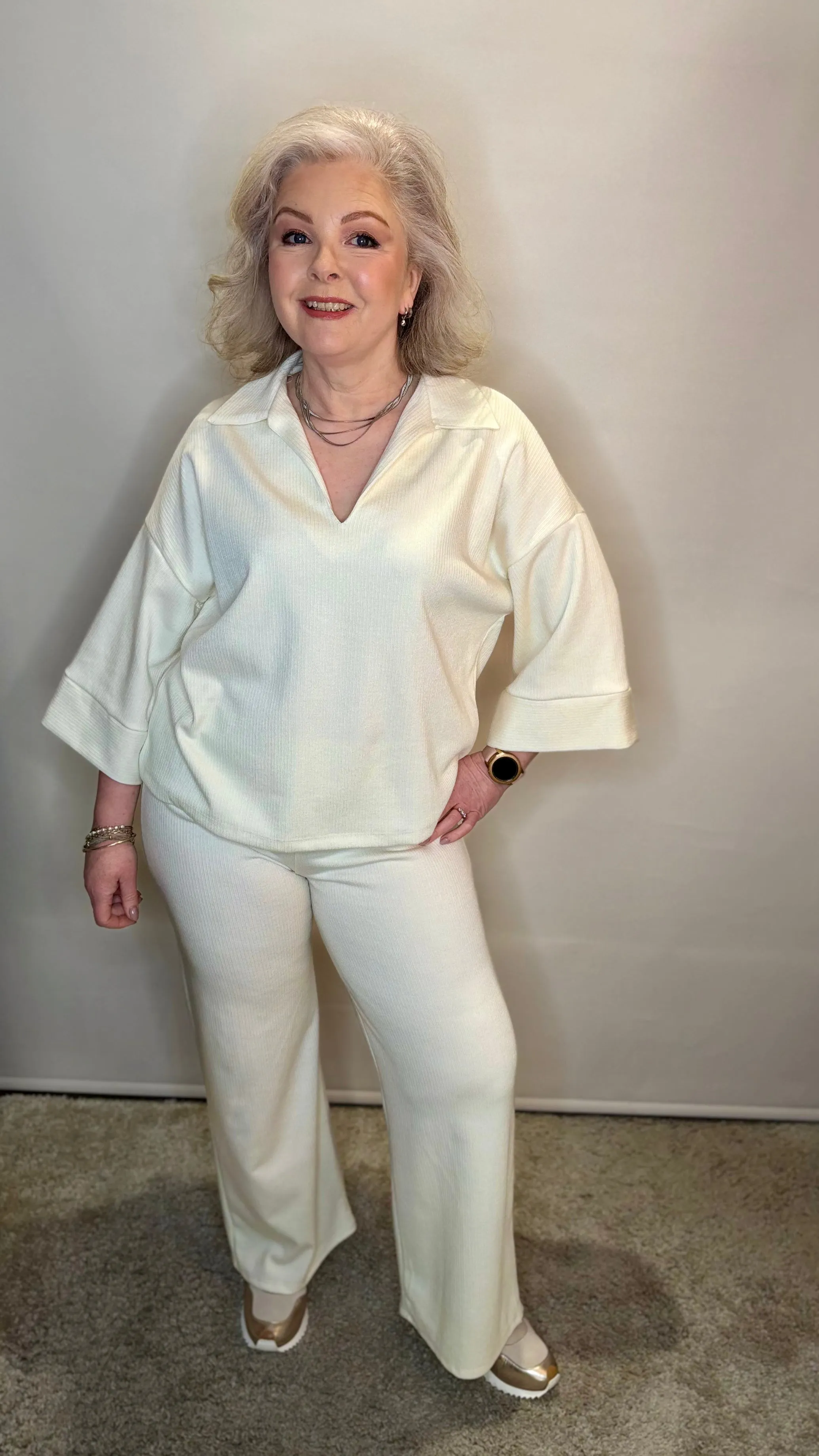 Wide Leg Pants - Cream
