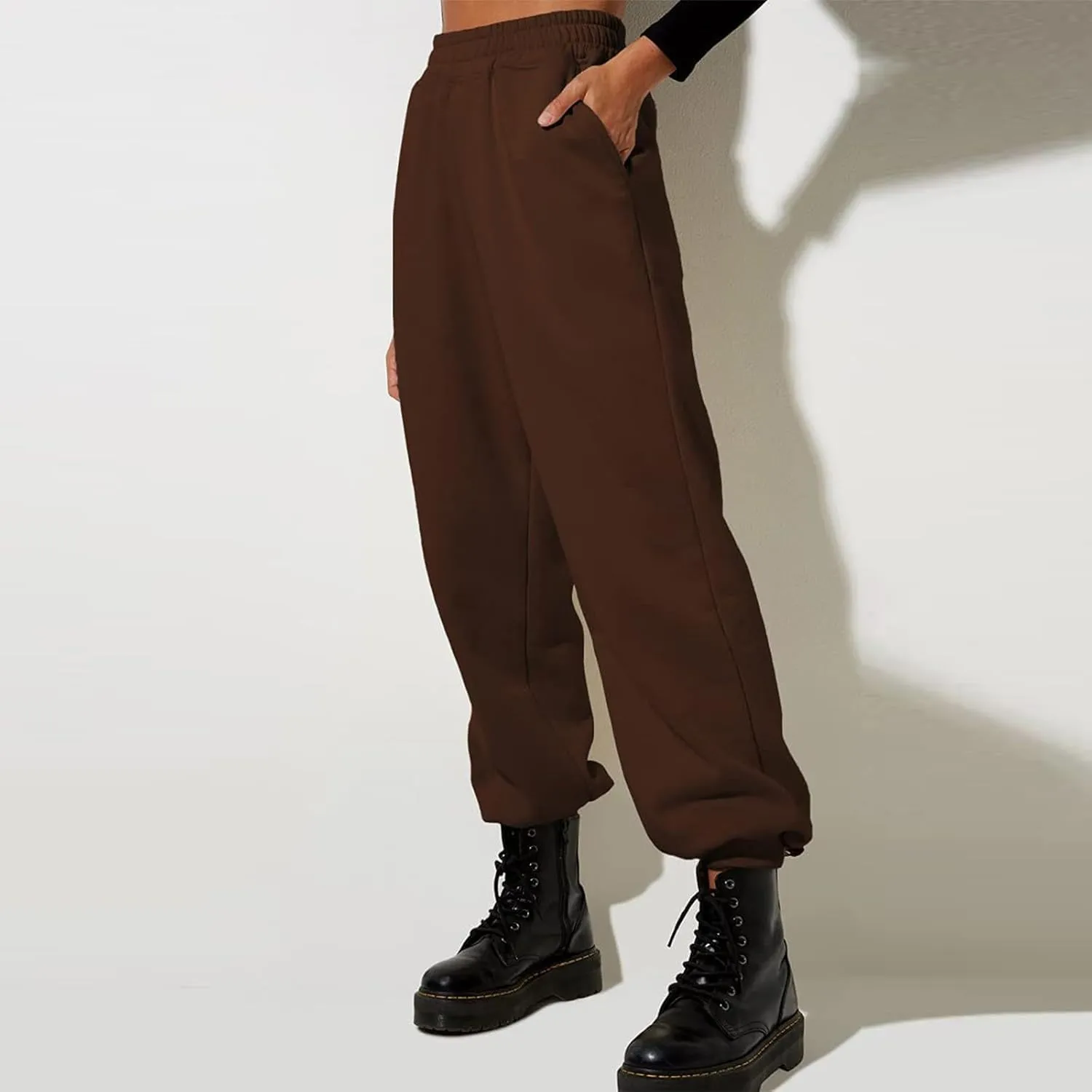 Women High Waisted Baggy Sweatpants Comfortable Cotton Joggers Pants Y2k Trendy Lounge Workout Trousers with Pockets