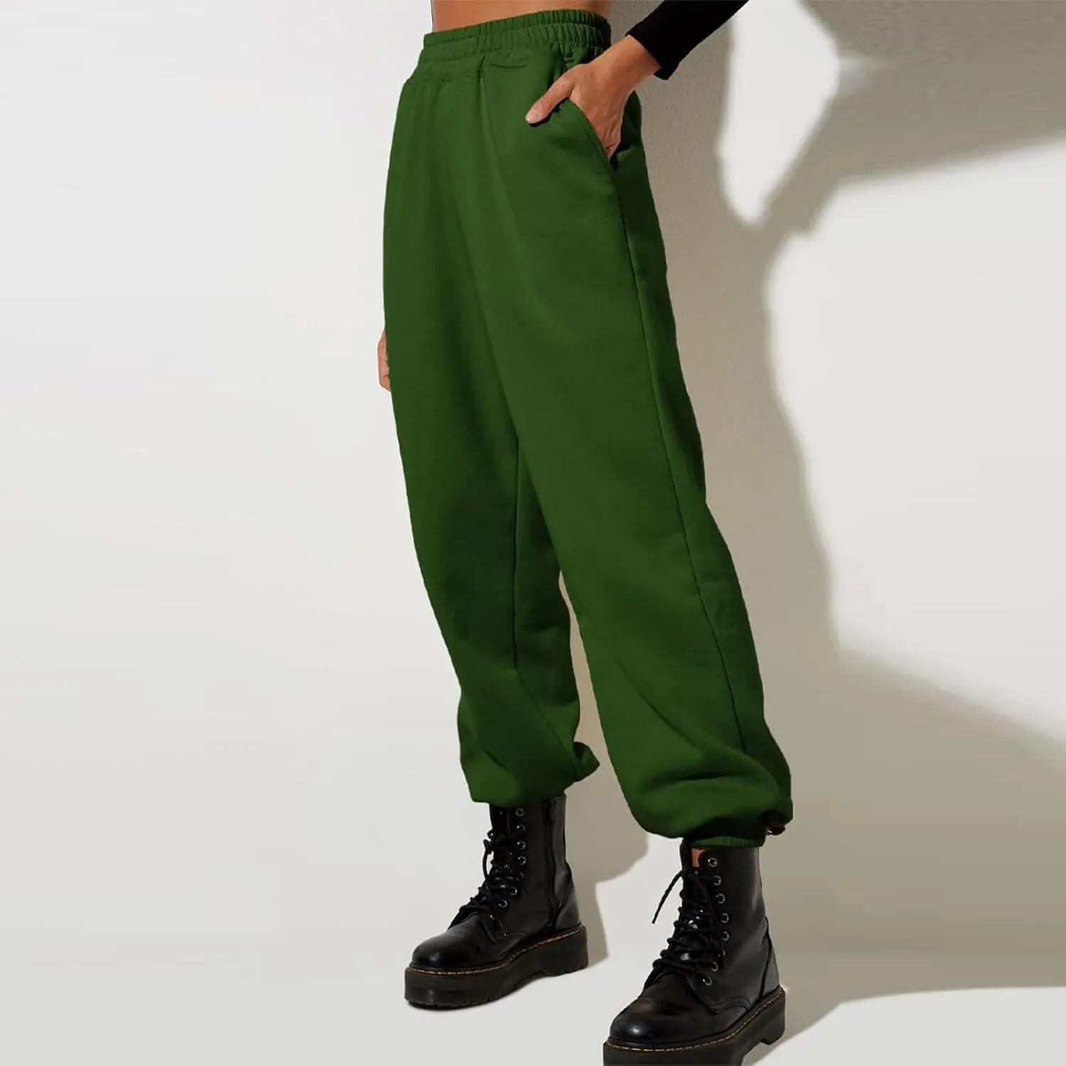 Women High Waisted Baggy Sweatpants Comfortable Cotton Joggers Pants Y2k Trendy Lounge Workout Trousers with Pockets