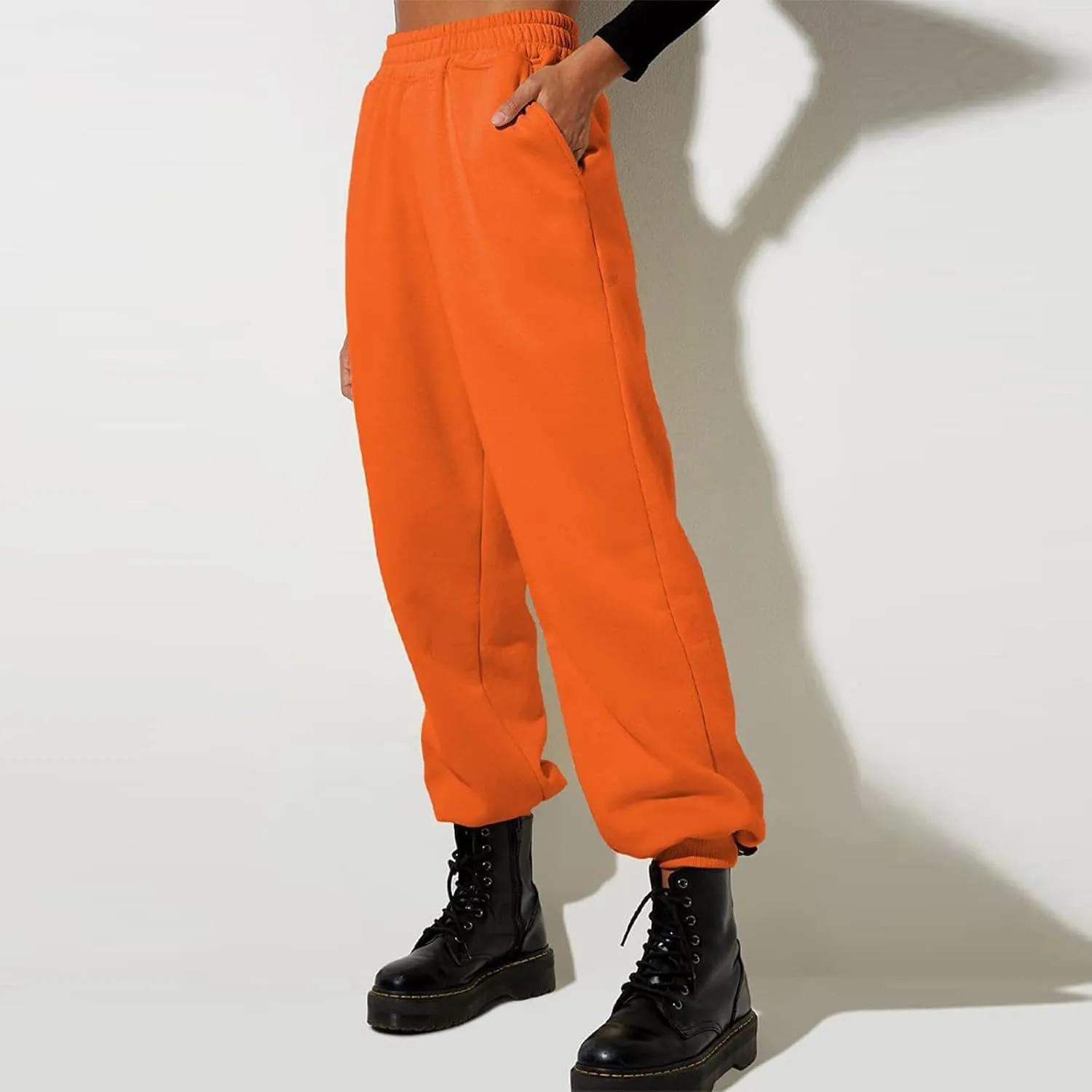 Women High Waisted Baggy Sweatpants Comfortable Cotton Joggers Pants Y2k Trendy Lounge Workout Trousers with Pockets