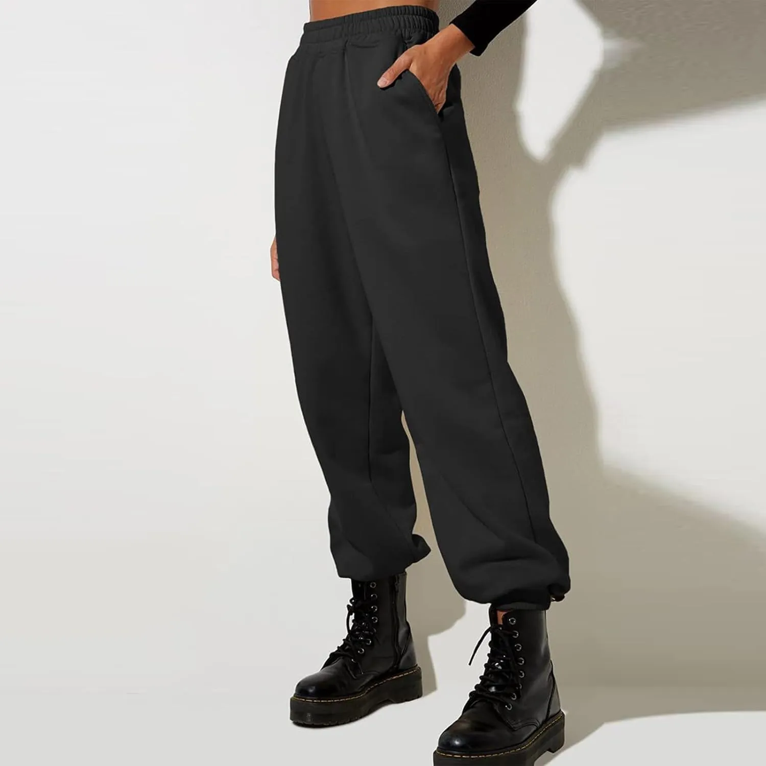 Women High Waisted Baggy Sweatpants Comfortable Cotton Joggers Pants Y2k Trendy Lounge Workout Trousers with Pockets