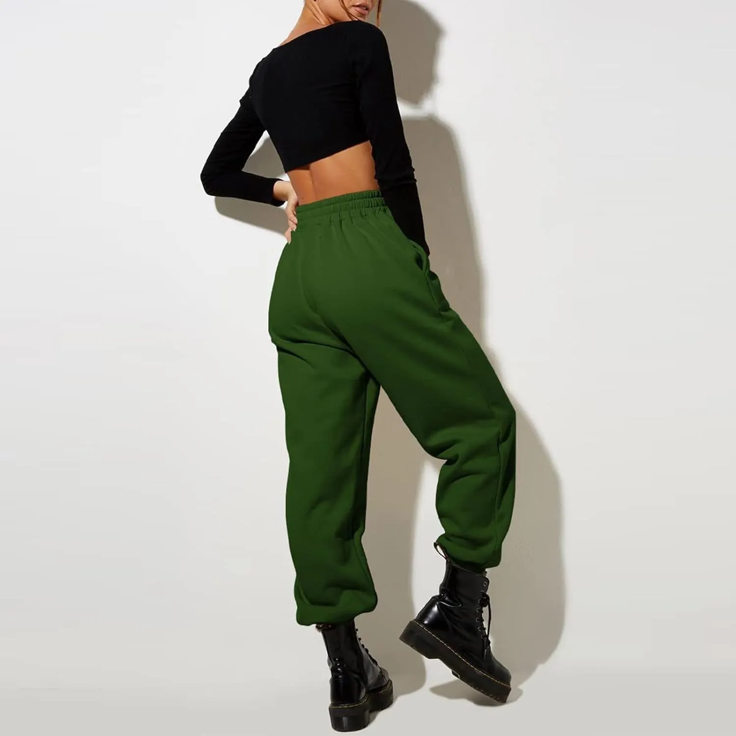 Women High Waisted Baggy Sweatpants Comfortable Cotton Joggers Pants Y2k Trendy Lounge Workout Trousers with Pockets