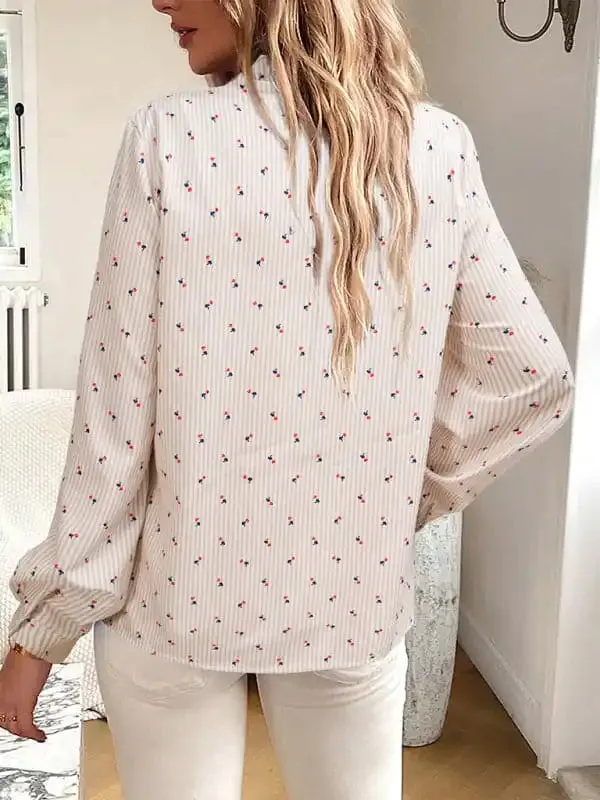 Women’s elegant commuter striped long-sleeved blouse