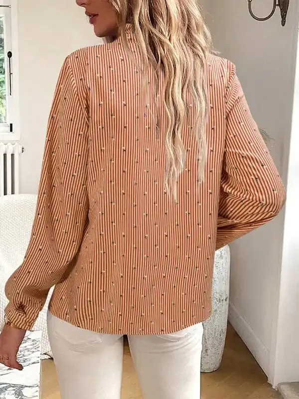 Women’s elegant commuter striped long-sleeved blouse