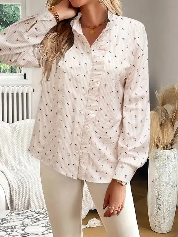 Women’s elegant commuter striped long-sleeved blouse