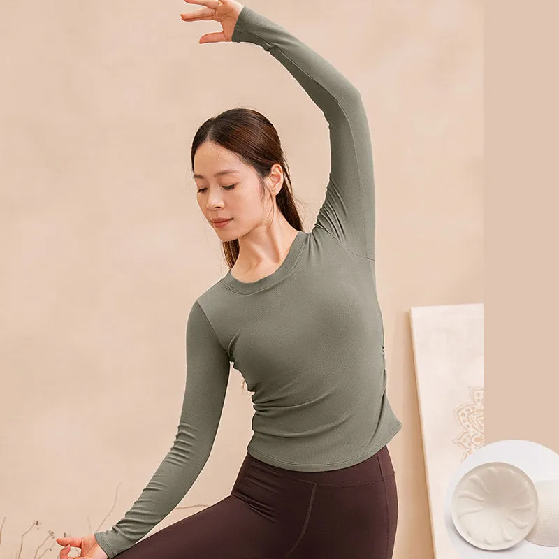 Yoga Tops Autumn Long Sleeves with Chest Pads Professional Fitness Clothes Women's Tops