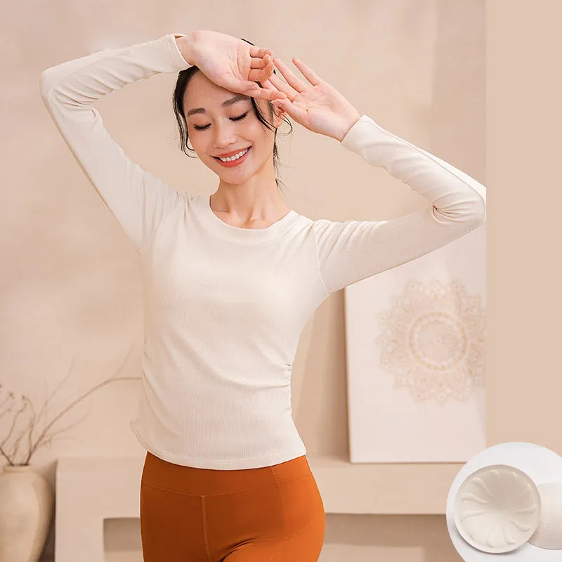 Yoga Tops Autumn Long Sleeves with Chest Pads Professional Fitness Clothes Women's Tops