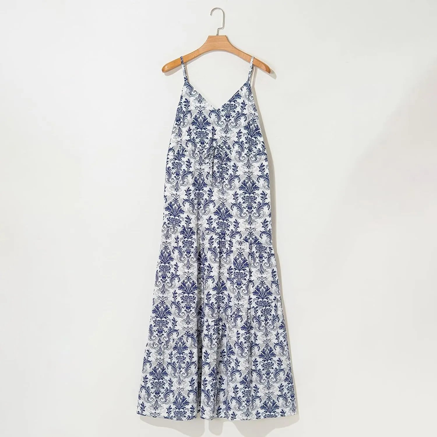 ZYXTIM Womens Summer Dresses 2025 V Neck Sleeveless Flowy Beach Dress Floral Printed High Waist A-line Sundress Long Dress